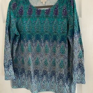 Talbots Woman lightweight cotton sweater. Beautiful paisley print. Size X.